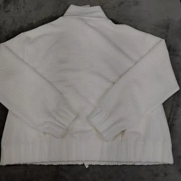 NEW Peter Millar Jacket Women L White Full Zip Flora Knit Jacquard Ryder Cup Top - Picture 11 of 16